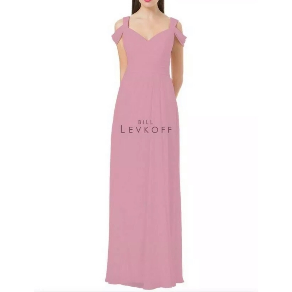 BILL LEVKOFF PINK BRIDESMAID OFF SHOULDER DRESS